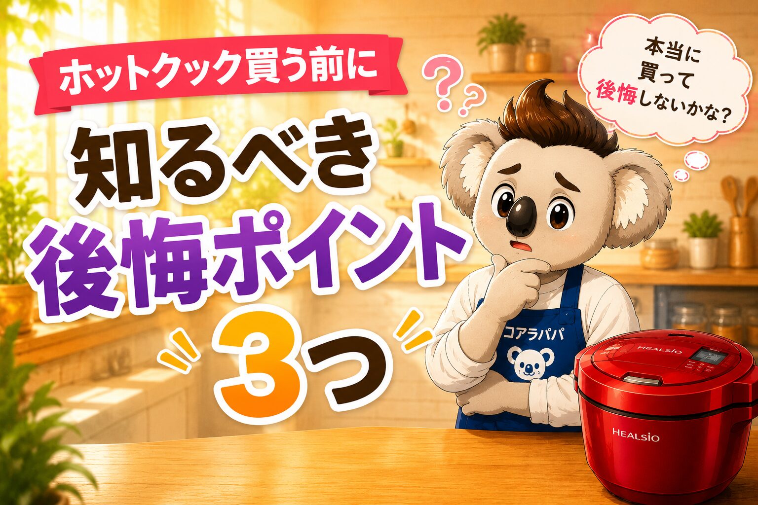 ホットクック購入前に後悔ポイントを考えるコアラパパ