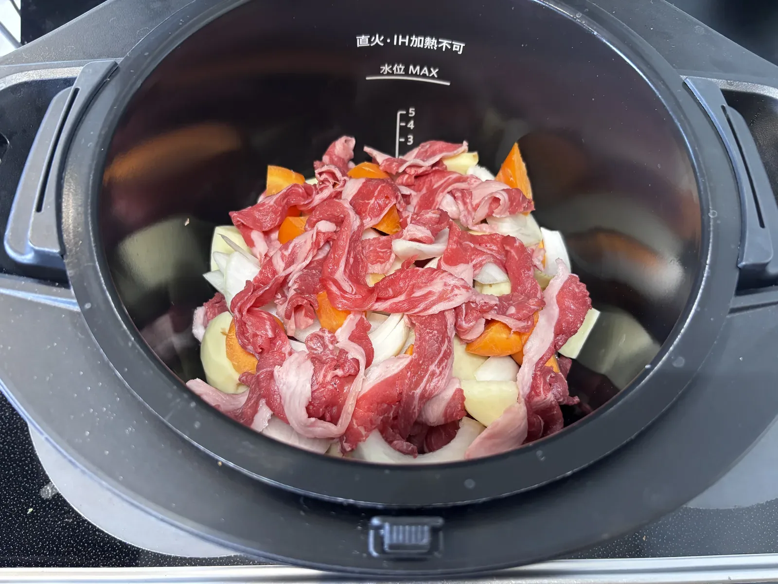最後に残りの牛肉をのせたところ