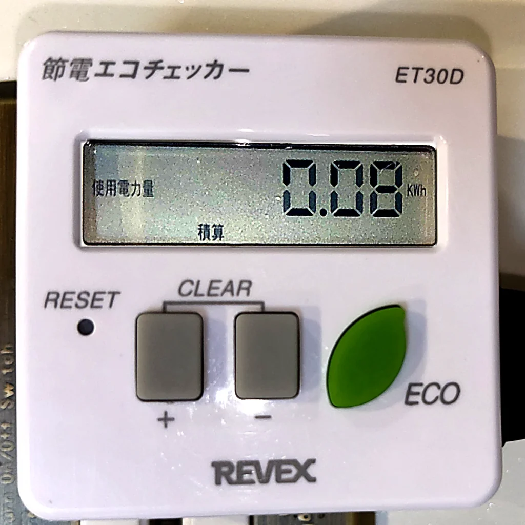 使用電力量は0.08kWh