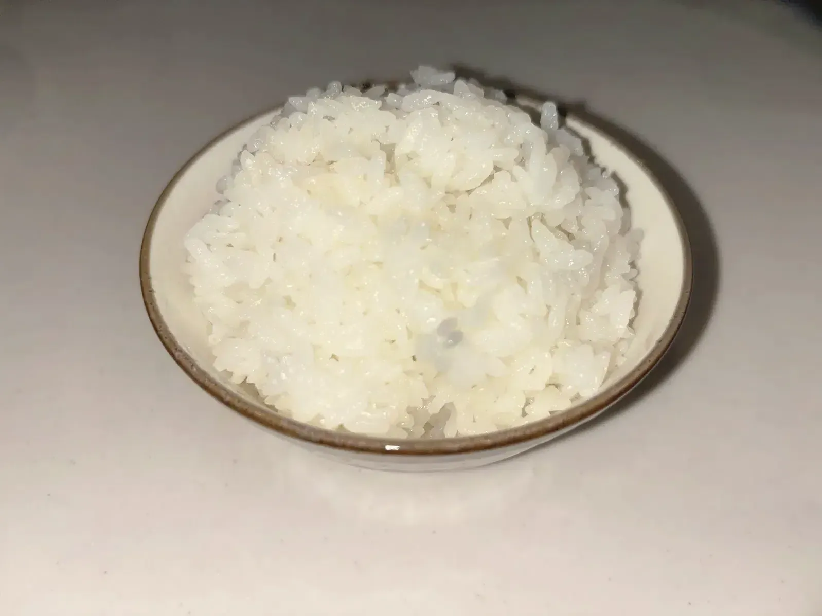 ホットクックで炊いた白米を茶碗によそったところ